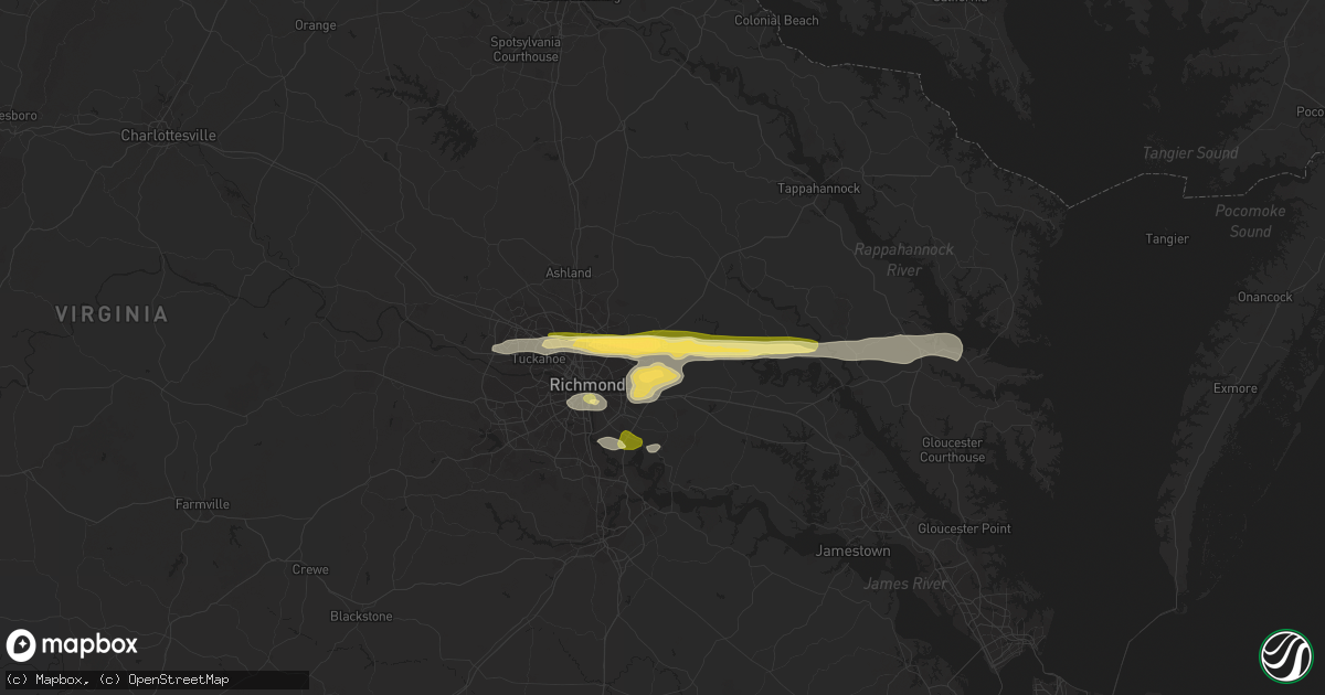 Hail map in Mechanicsville, VA on April 1, 2023