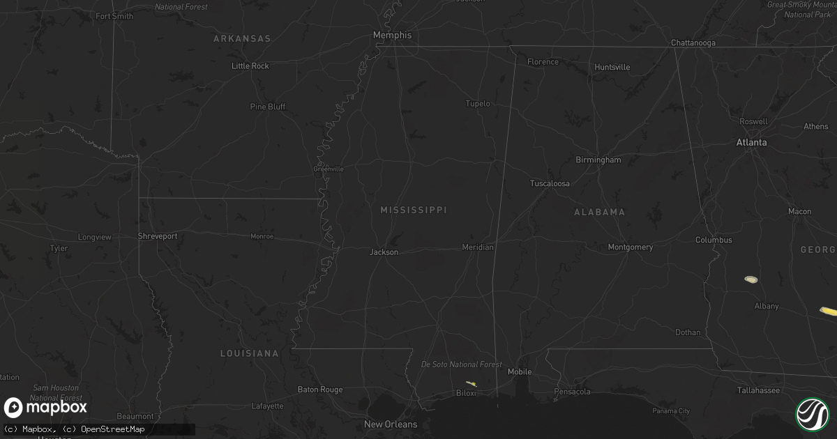 Hail map in Mississippi on April 1, 2023