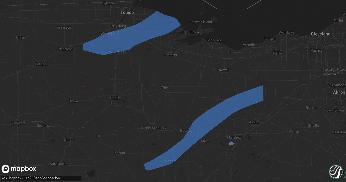 Hail map in New London, OH on April 1, 2023