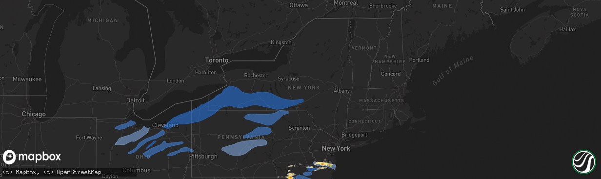 Hail map in New York on April 1, 2023