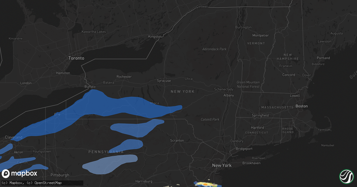 Hail map in New York on April 1, 2023