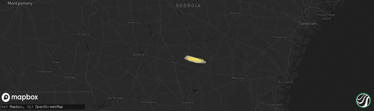 Hail map in Ocilla, GA on April 1, 2023
