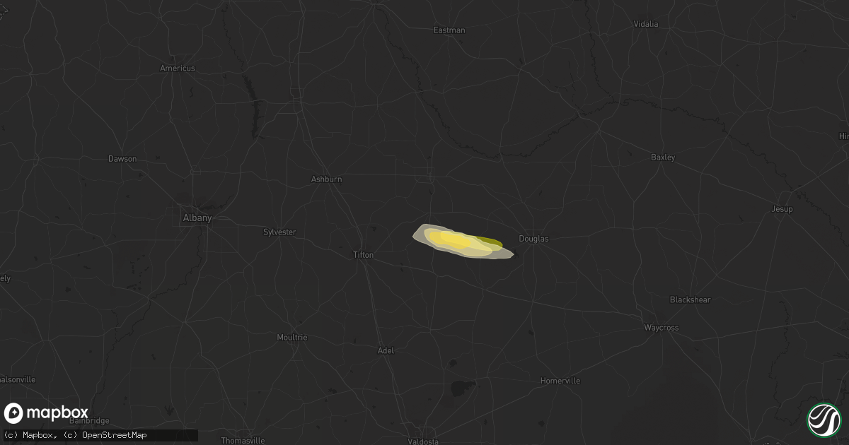 Hail map in Ocilla, GA on April 1, 2023