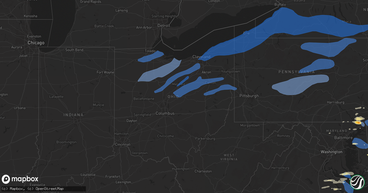 Hail map in Ohio on April 1, 2023
