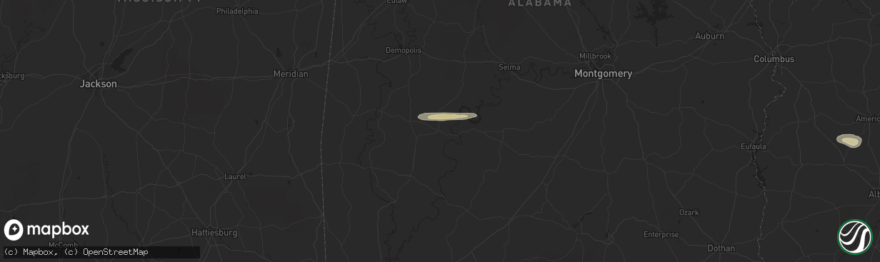 Hail map in Pine Hill, AL on April 1, 2023