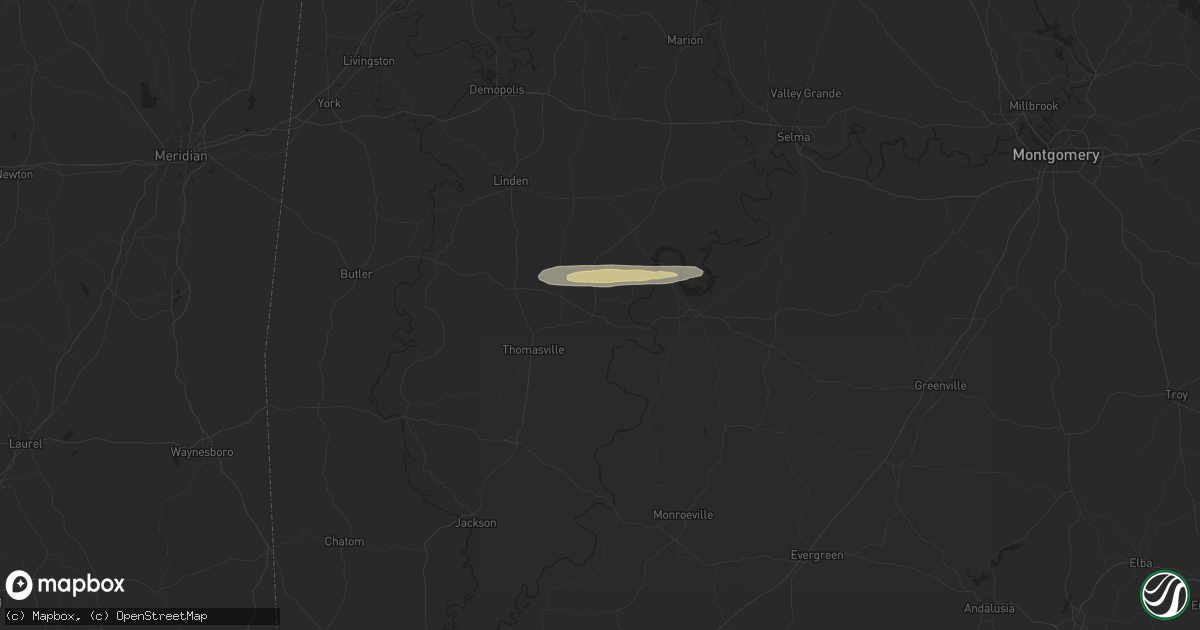 Hail map in Pine Hill, AL on April 1, 2023