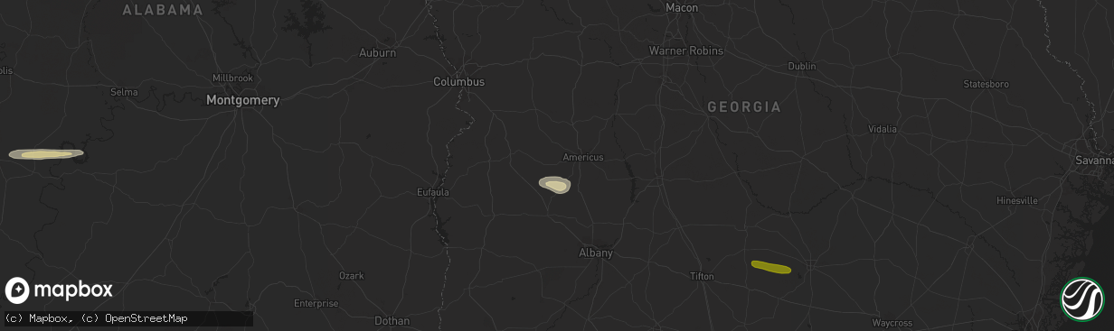 Hail map in Plains, GA on April 1, 2023