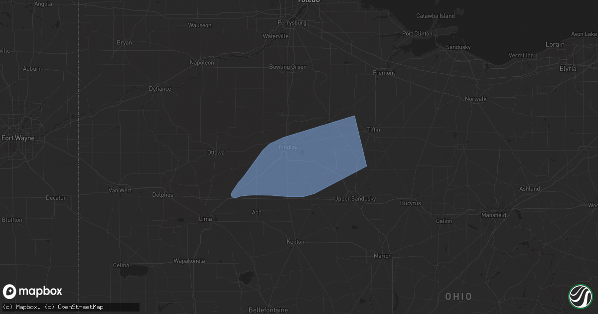 Hail map in Rawson, OH on April 1, 2023