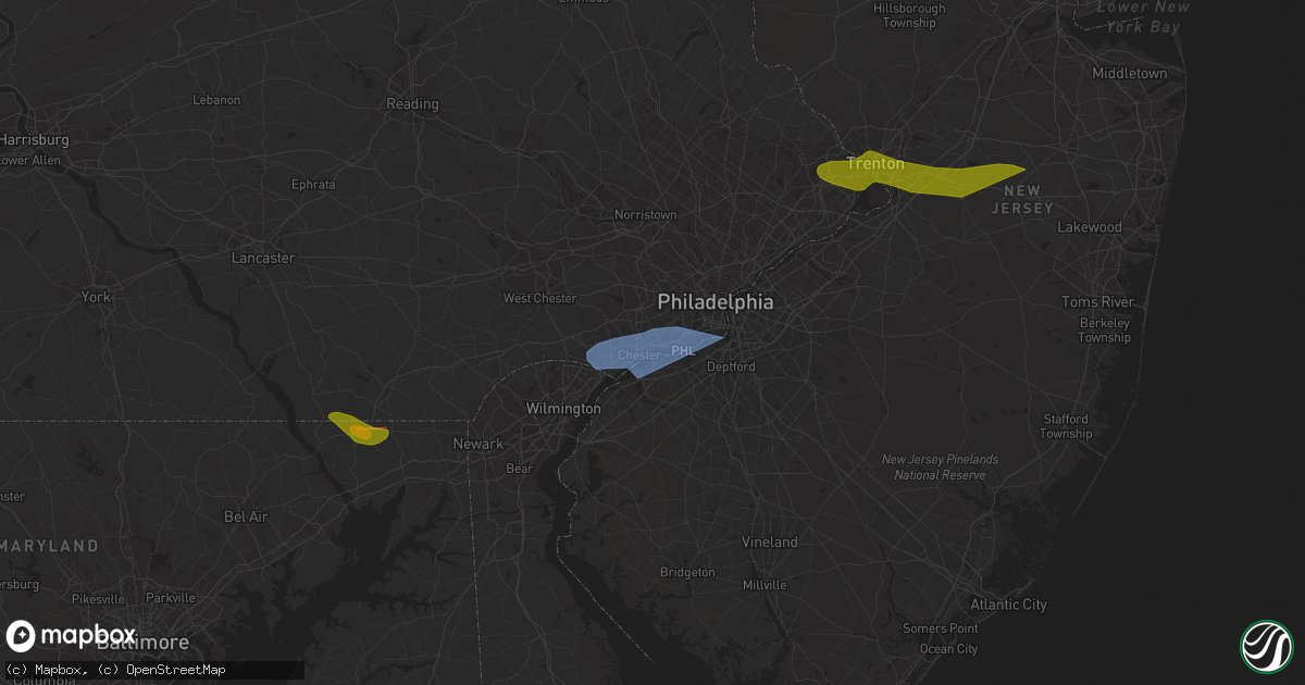 Hail map in Ridley Park, PA on April 1, 2023