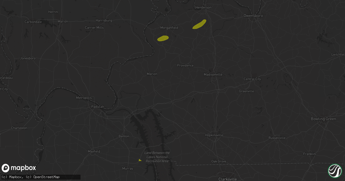 Hail map in Robards, KY on April 1, 2023