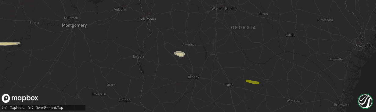 Hail map in Smithville, GA on April 1, 2023