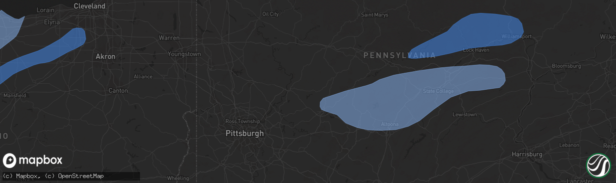 Hail map in State College, PA on April 1, 2023