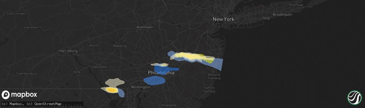 Hail map in Trenton, NJ on April 1, 2023