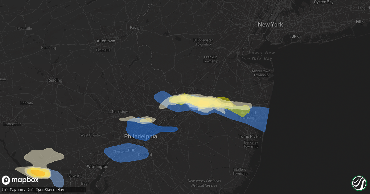 Hail map in Trenton, NJ on April 1, 2023
