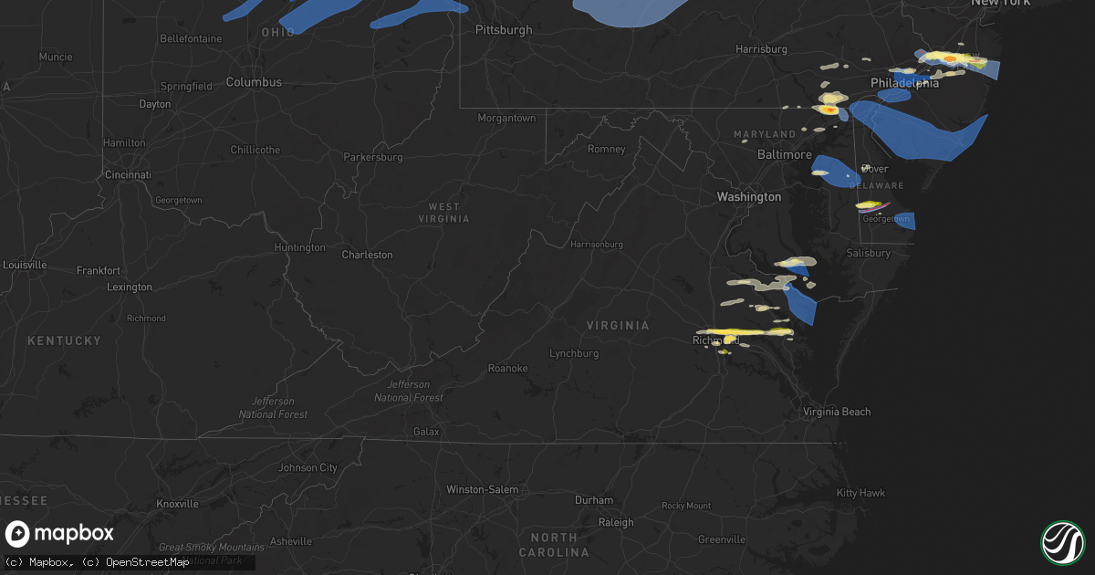 Hail map in Virginia on April 1, 2023