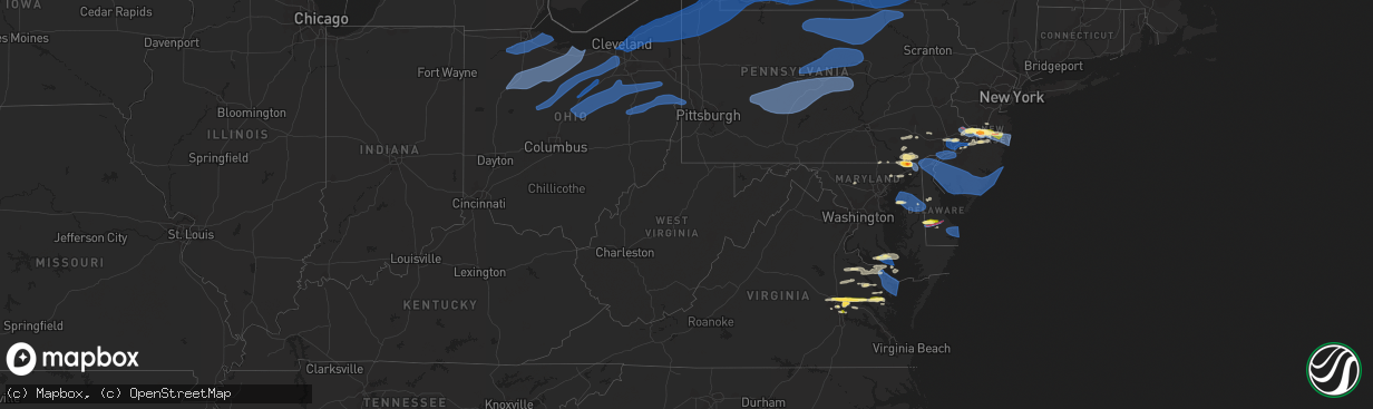 Hail map in West Virginia on April 1, 2023