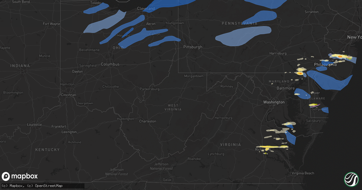 Hail map in West Virginia on April 1, 2023