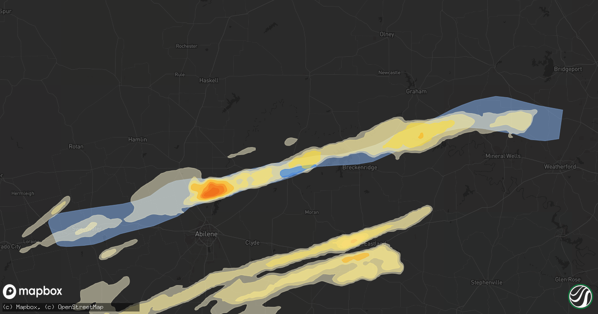 Hail map in Albany, TX on April 1, 2024