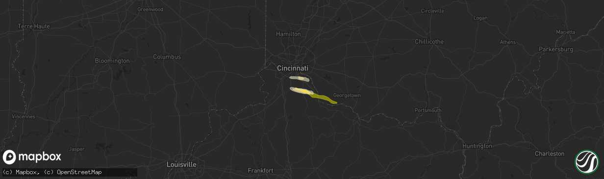 Hail map in Alexandria, KY on April 1, 2024