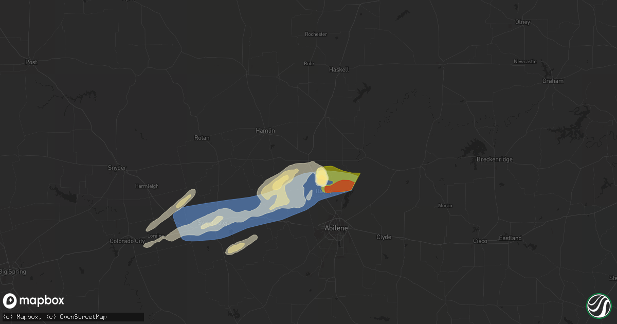 Hail map in Anson, TX on April 1, 2024