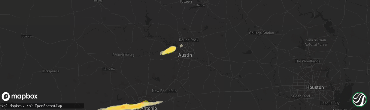 Hail map in Austin, TX on April 1, 2024
