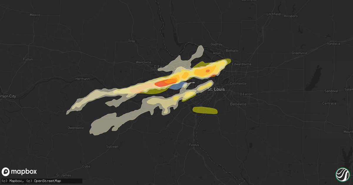 Hail map in Ballwin, MO on April 1, 2024