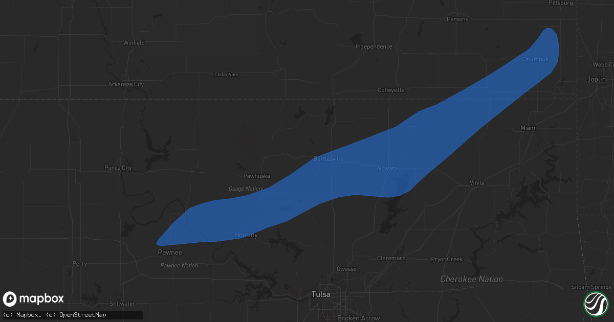 Hail map in Bartlesville, OK on April 1, 2024