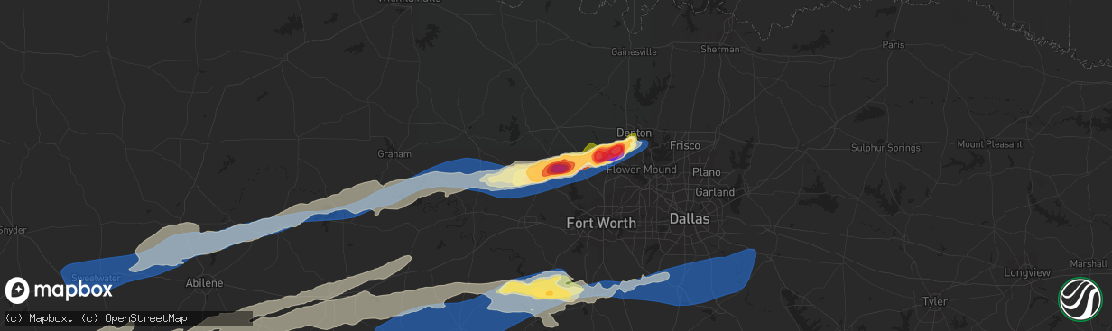 Hail map in Boyd, TX on April 1, 2024