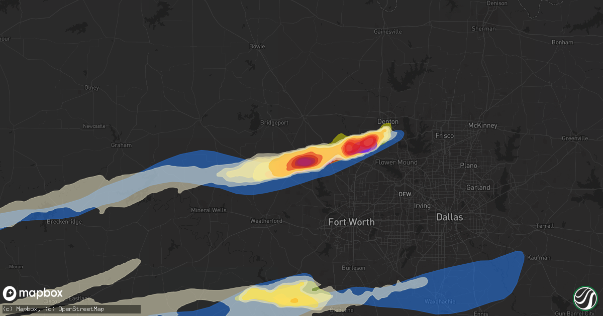 Hail map in Boyd, TX on April 1, 2024
