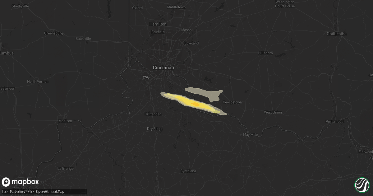 Hail map in California, KY on April 1, 2024