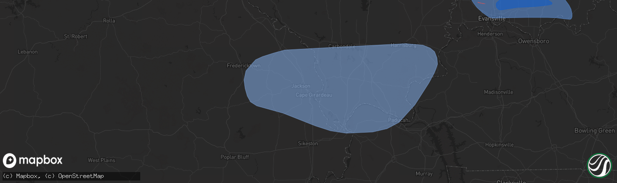 Hail map in Cape Girardeau, MO on April 1, 2024