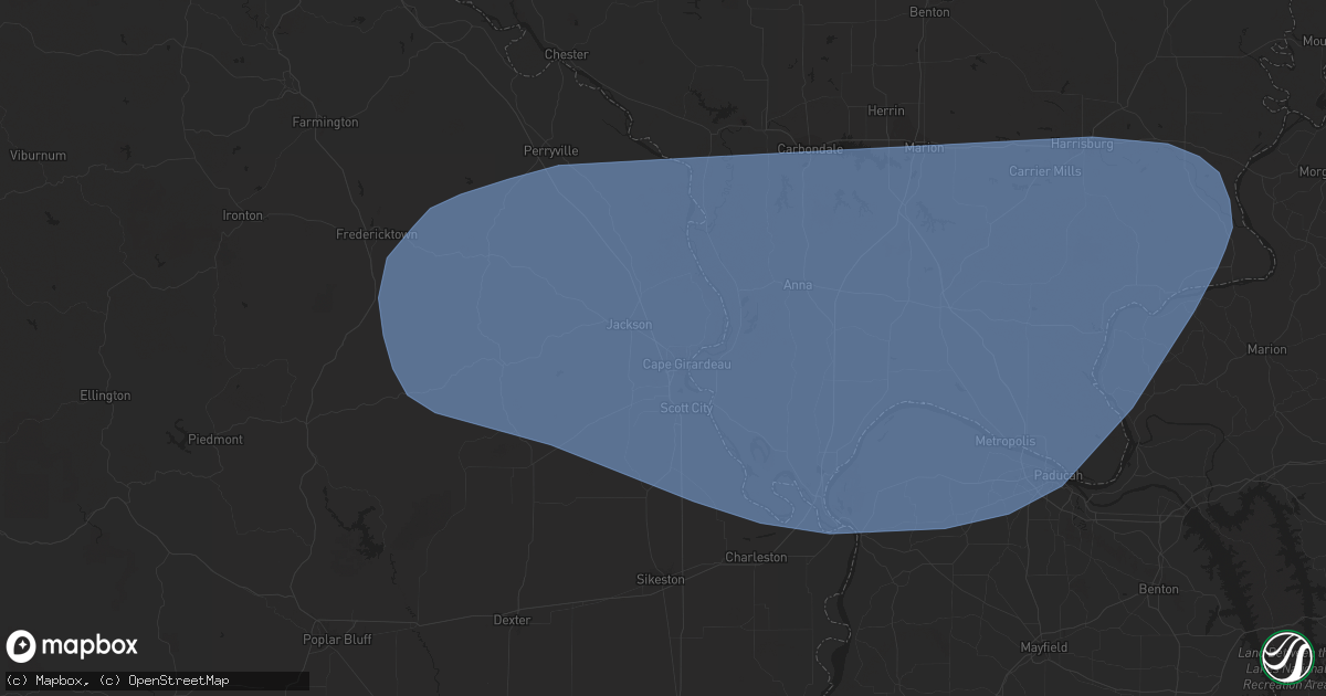 Hail map in Cape Girardeau, MO on April 1, 2024
