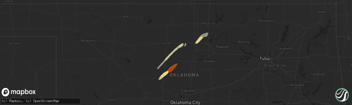 Hail map in Douglas, OK on April 1, 2024