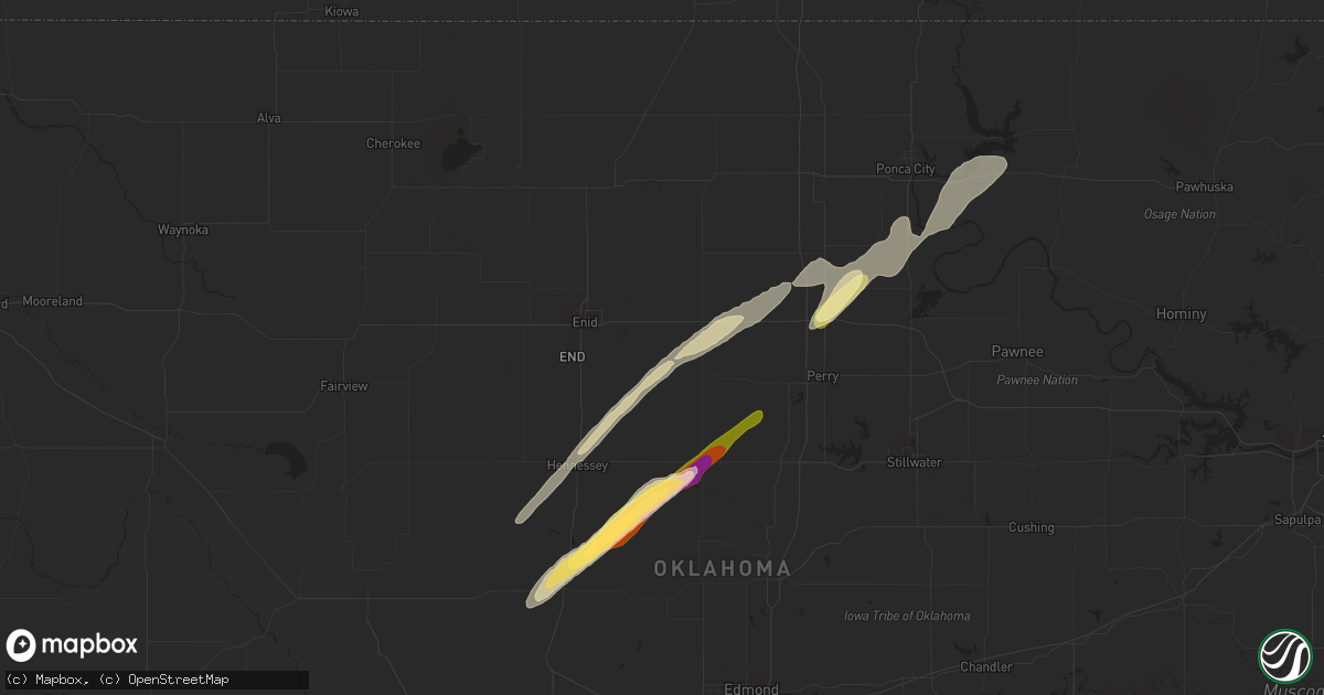Hail map in Fairmont, OK on April 1, 2024