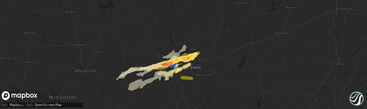 Hail map in Florissant, MO on April 1, 2024