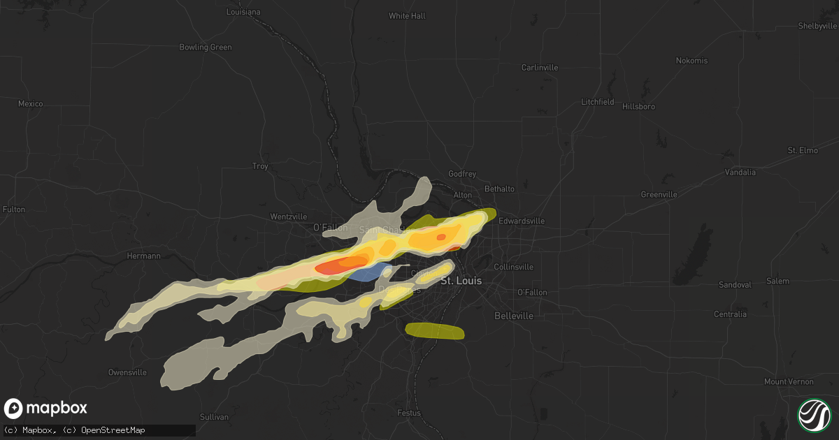 Hail map in Florissant, MO on April 1, 2024