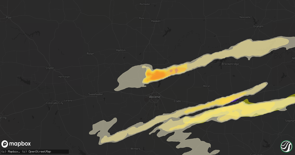 Hail map in Hawley, TX on April 1, 2024