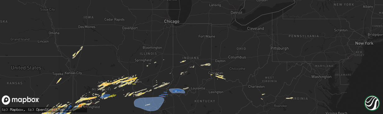 Hail map in Indiana on April 1, 2024