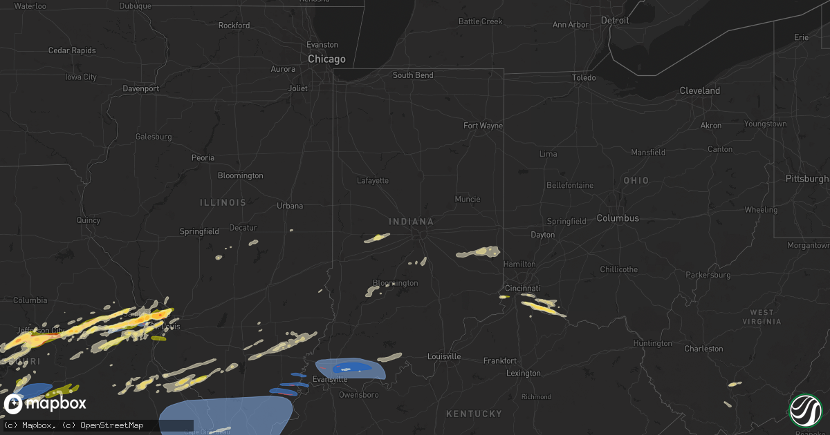 Hail map in Indiana on April 1, 2024