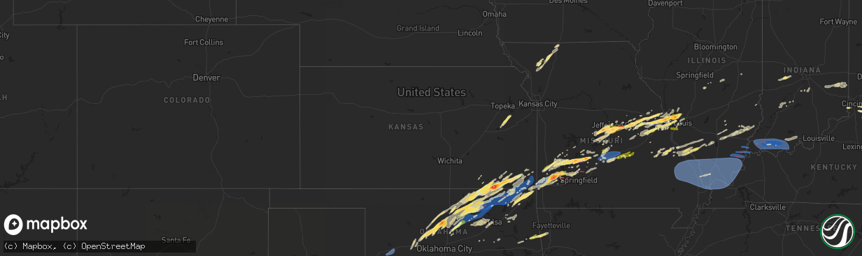 Hail map in Kansas on April 1, 2024