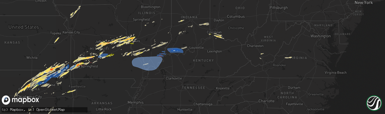 Hail map in Kentucky on April 1, 2024