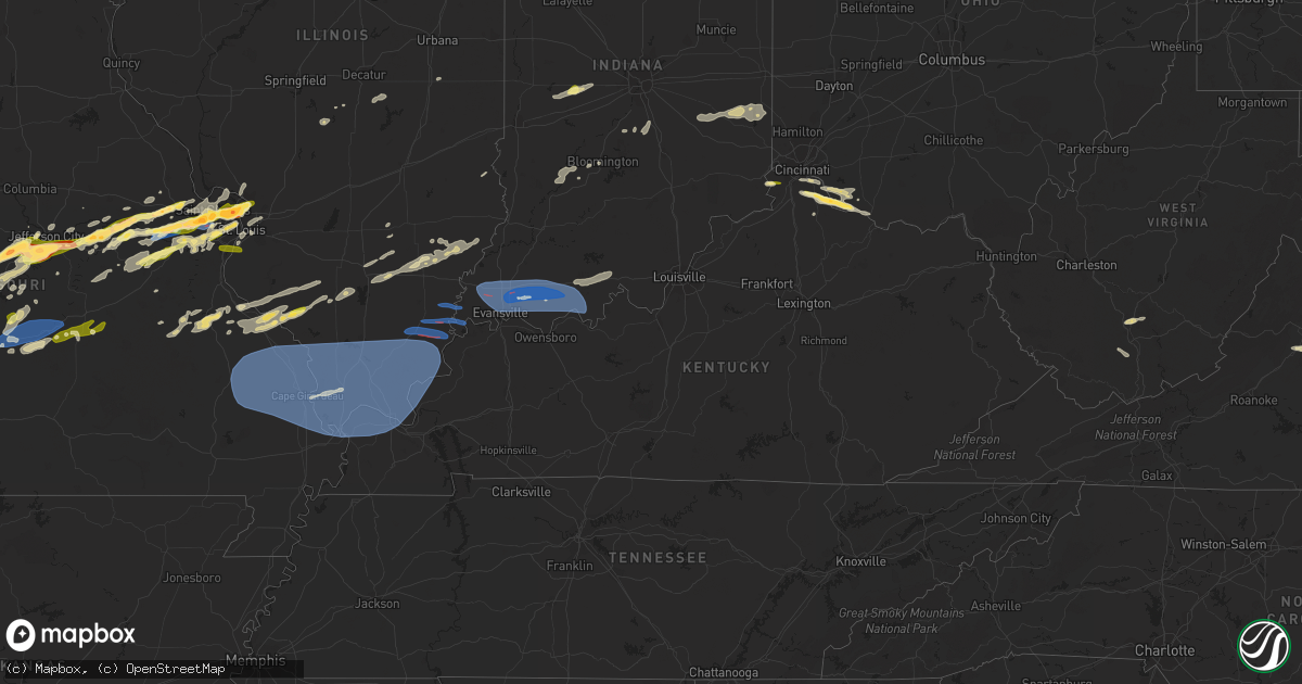 Hail map in Kentucky on April 1, 2024