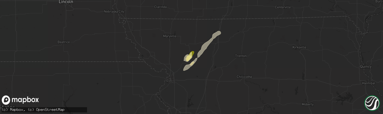 Hail map in King City, MO on April 1, 2024