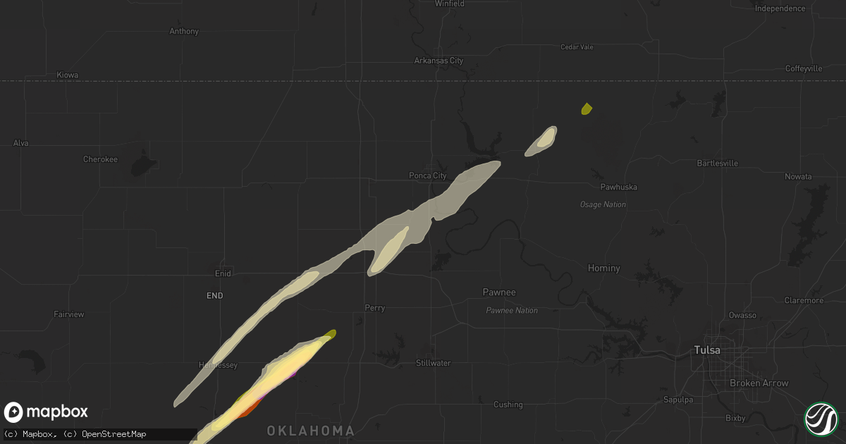 Hail map in Marland, OK on April 1, 2024