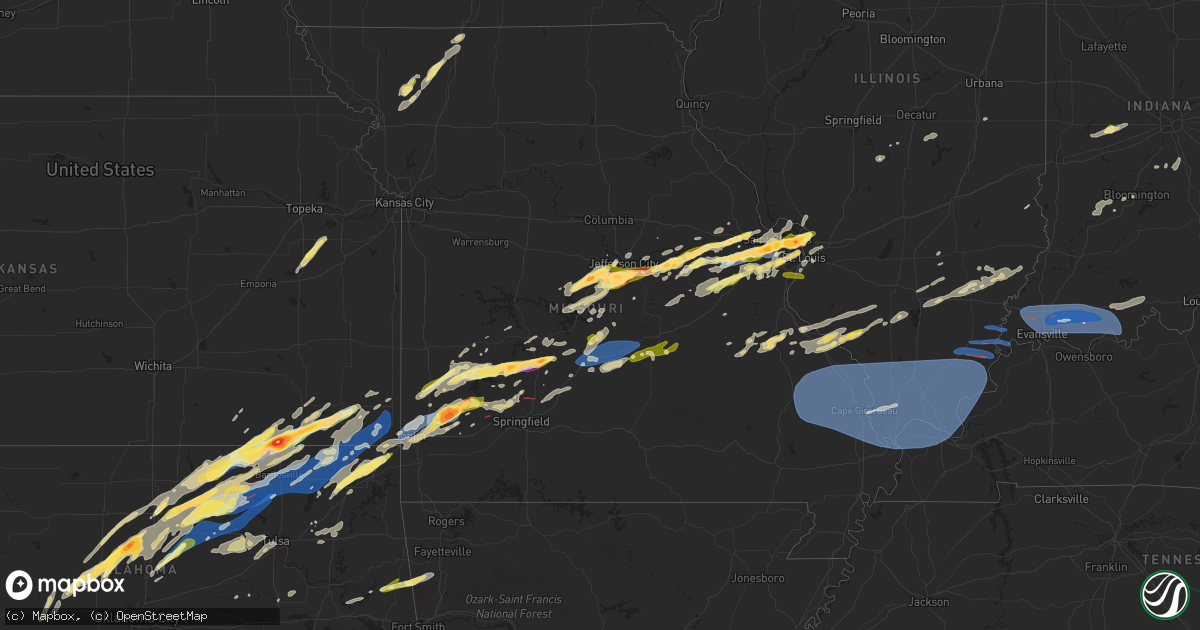 Hail map in Missouri on April 1, 2024
