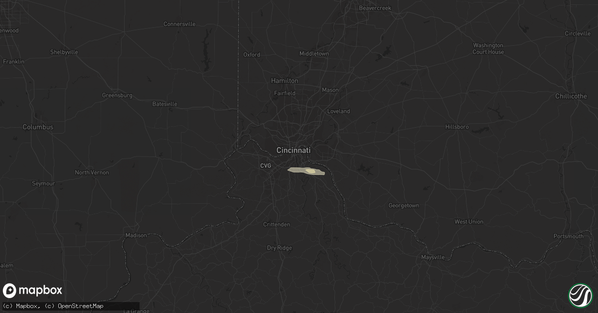Hail map in Newport, KY on April 1, 2024