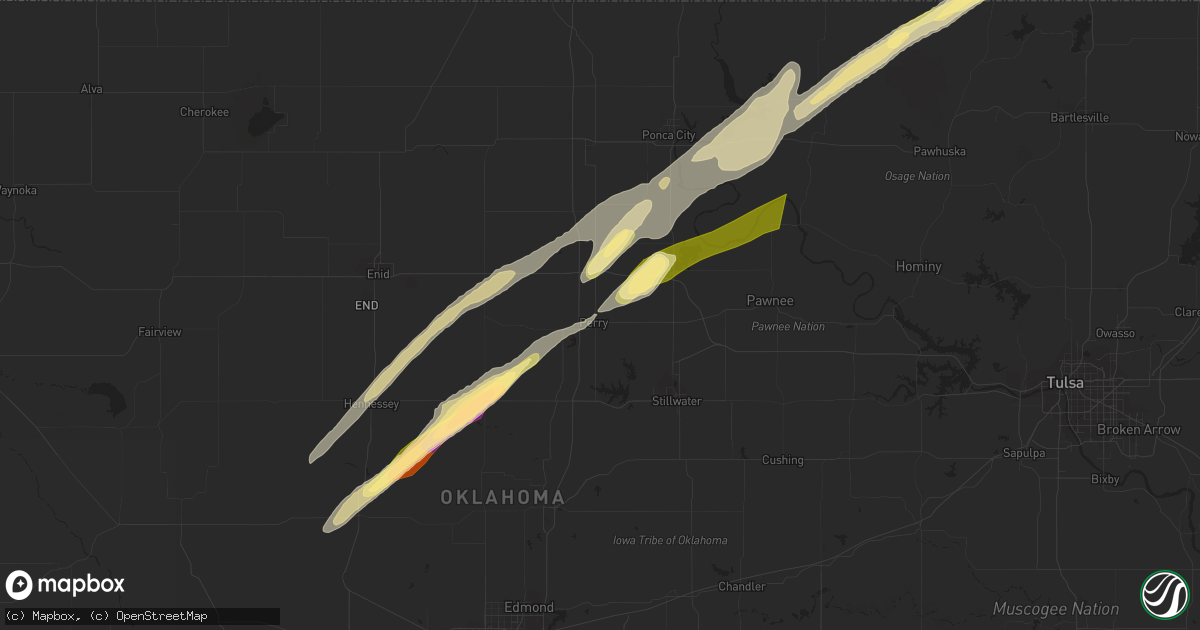 Hail map in Perry, OK on April 1, 2024