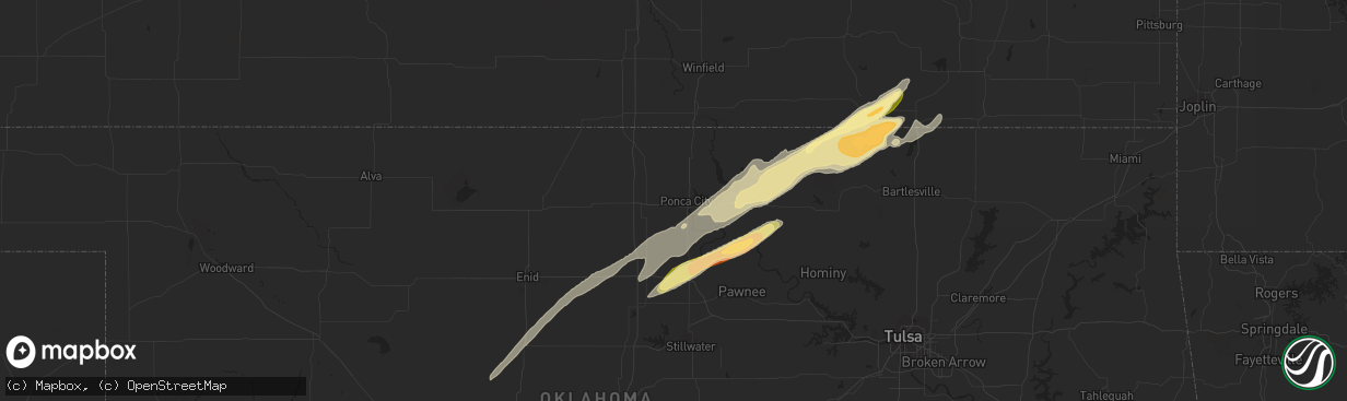 Hail map in Ponca City, OK on April 1, 2024