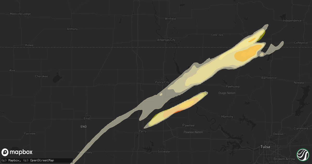 Hail map in Ponca City, OK on April 1, 2024