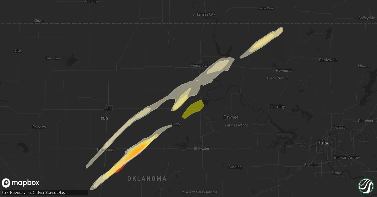 Hail map in Red Rock, OK on April 1, 2024